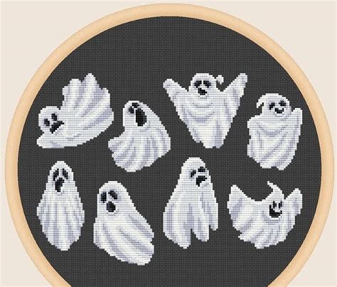 Ghosts Cross Stitch Pattern Etsy Cross Stitch Halloween Cross Stitch Patterns Fall Cross