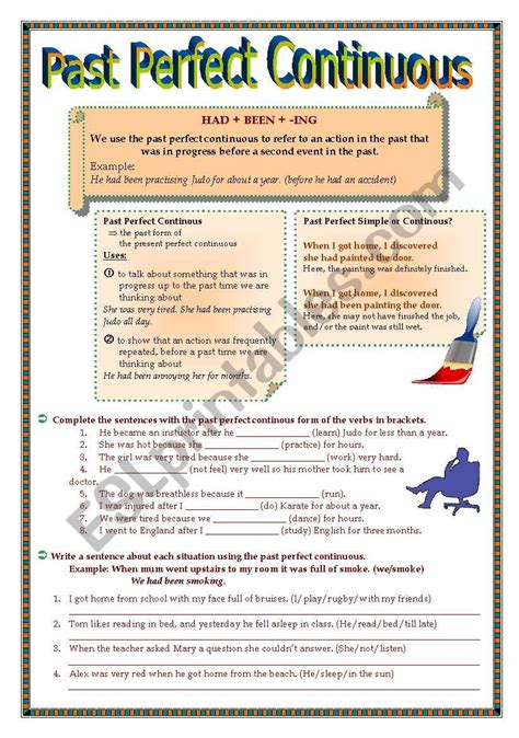 Past Perfect Continuous Esl Worksheet By Loonydancer