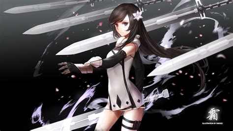 dark anime girls with swords