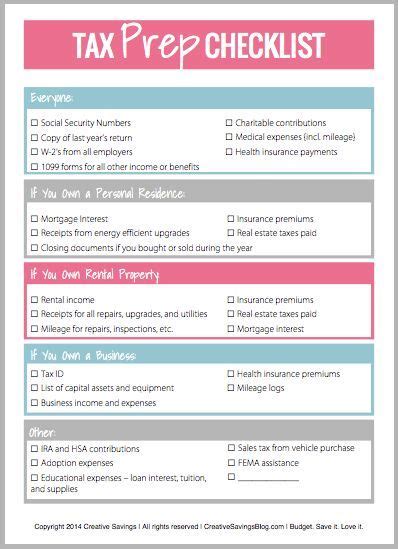 Keep Your Documents In Order With This Easy To Use Tax Prep Checklist Whether You File Your Own
