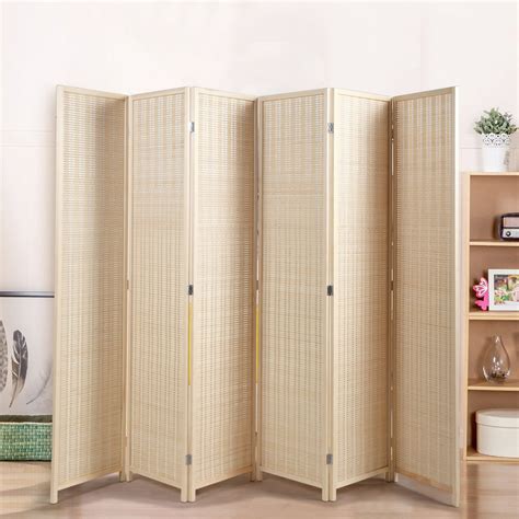 Jaxpety 6 Panel Room Divider Partial Partition Freestanding Weaved
