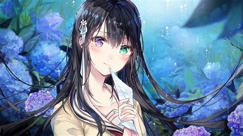 Desktop Wallpaper Cute Anime Girl Colored Eyes Hd Image