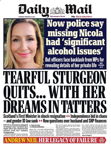 Daily Mail Front Page 16th Of February 2023 Tomorrows Papers Today