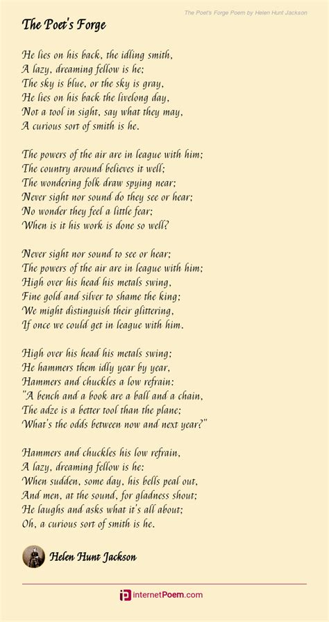 The Poets Forge Poem By Helen Hunt Jackson