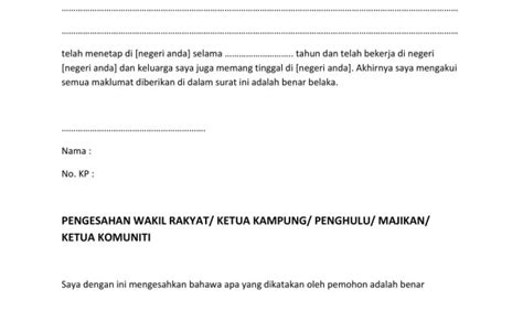 Surat Pengesahan Mastautin Selangor Contoh Surat Pengesahan Mastautin