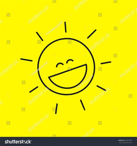 Funny Laughing Cute Smiley Sun Rays Stock Vector Royalty Free 610072937