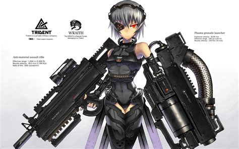 Original Characters Gia Girls With Guns Science Fiction Women Red