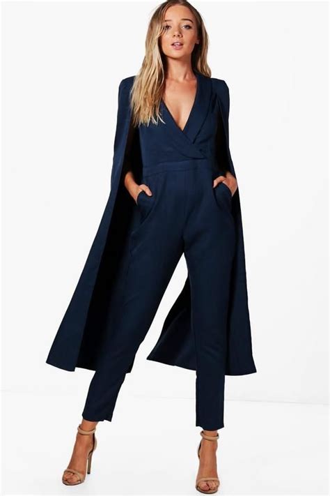 Cape Woven Tailored Jumpsuit Tailored Jumpsuit Business Casual