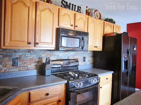 What are the colors of laminate kitchen countertops? Stone Kitchen Backsplash - How to Nest for Less™