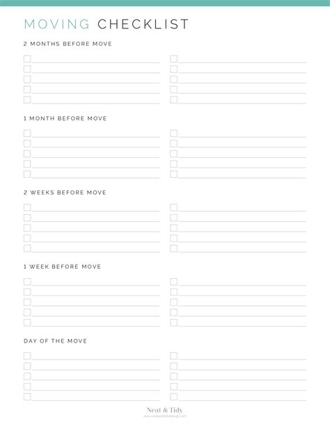Moving Checklist Neat And Tidy Design