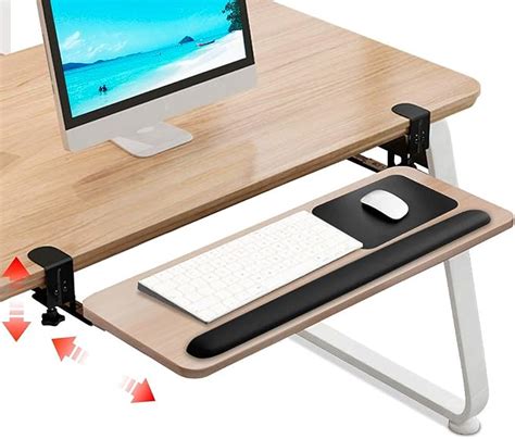 Muvteens Clamp On Keyboard Tray Under Desk Keyboard Drawer