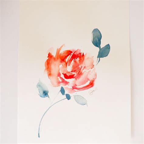 A Simple Red Rose Watercolor Painting Done By Saori Watercolor Rose