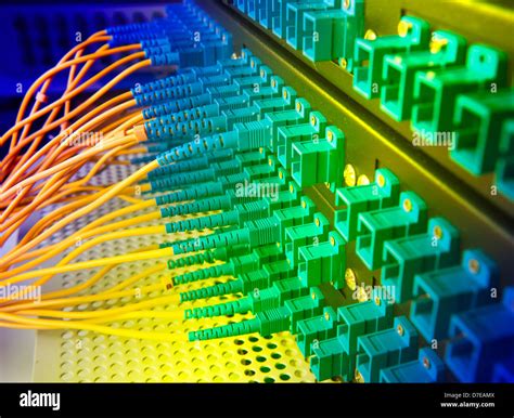 Optic Fiber Cables Connected To Data Center Stock Photo Alamy