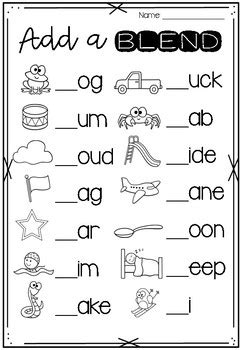 This is part 1 of the blends 'bl' worksheet. Blends & Digraph worksheet or mini assessment by Little Miss Kindy