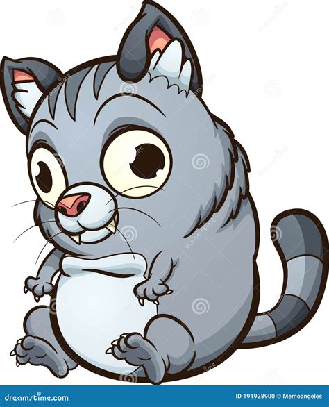 fat cartoon gray cat sitting down and looking silly stock vector illustration of gradients