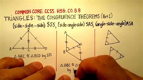 Triangles The Congruency Theorems Part Sss Sas Asa Youtube