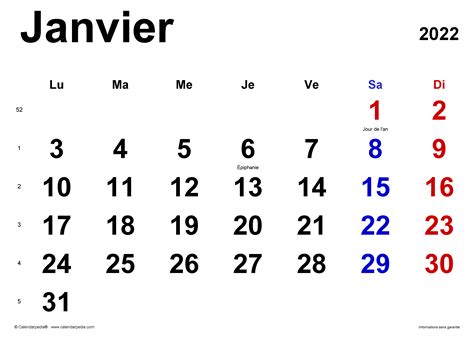 Calendrier Janvier 2022 Excel Word Et Pdf Calendarpedia