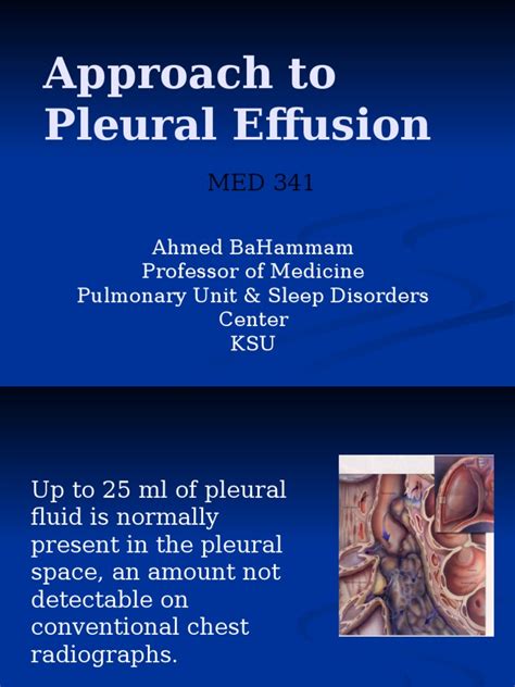 Approach To Pleural Effusion Pulmonology Respiratory System
