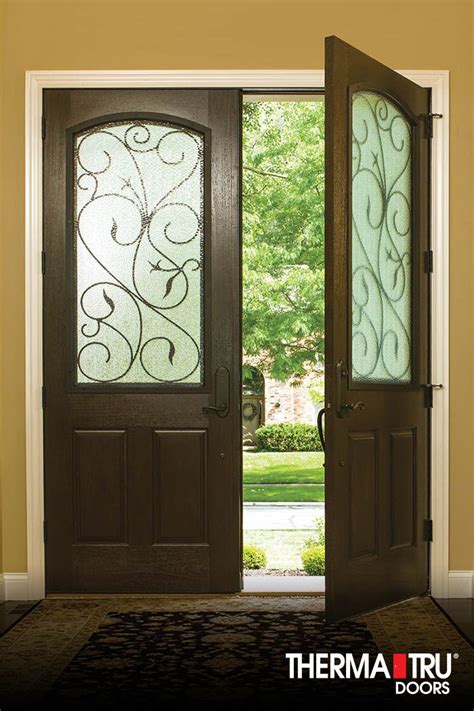 23 Arch Lite 2 Panel Stained Fiberglass Entry Door By Therma Tru