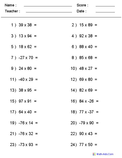Multiplying 1 To 12 By 1 50 Questions A Worksheets Library