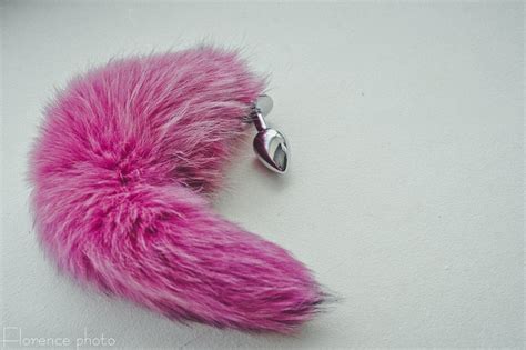 Pink Fur Tail Butt Plug Anal Engraved Buttplug Tails Bdsm Etsy
