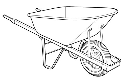 Single Wheel Barrow Vector Trolley Line Art Vector Illustration Isolated On White Background