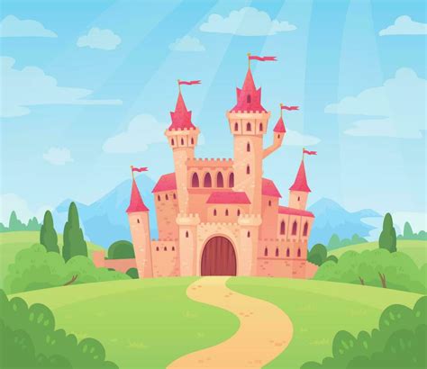 Fairytale Landscape With Castle Fantasy Palace Tower Fantastic Fairy