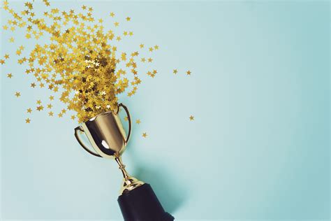 Gold Winner Cup On Blue Background Society For The Advancement Of