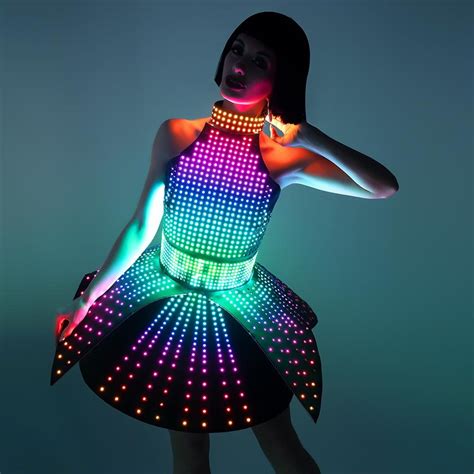 Rave Led Light Up Rainbow Dress Outfit Fashion Festival Etsy In