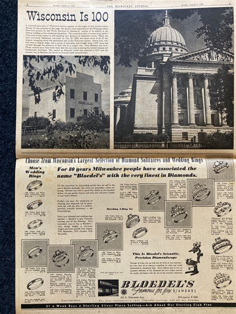1948 Wisconsin Centennial Celebration Newspaper Milwaukee Etsy