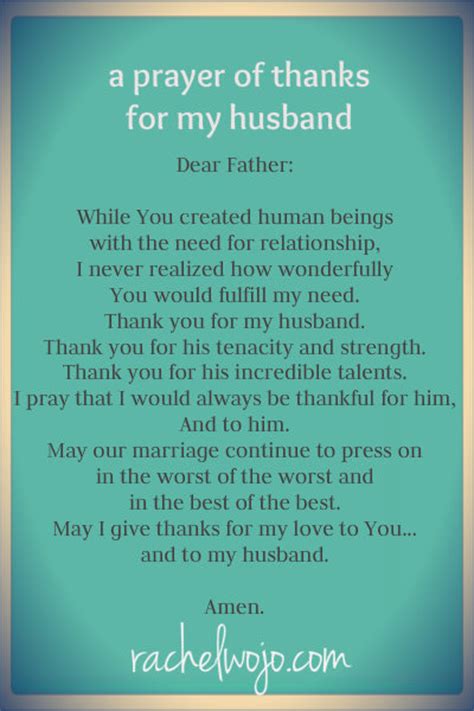 What should i give my husband for our anniversary. A Prayer of Thanks for My Husband - RachelWojo.com