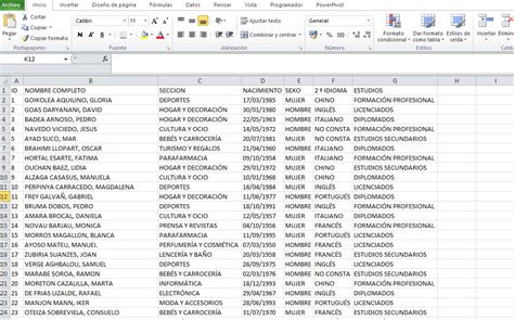 Ejemplo De Base De Datos En Excel Image To U