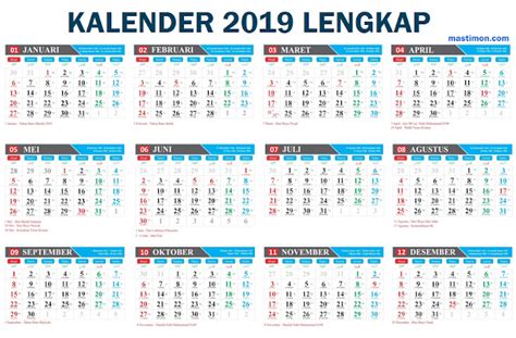 Download Kalender 2019 Lengkap Tanggalan Jawa Hijriyah Dan Libur