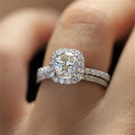 Real 925 Sterling Silver Diamond Close Rings Set For Women Zircon