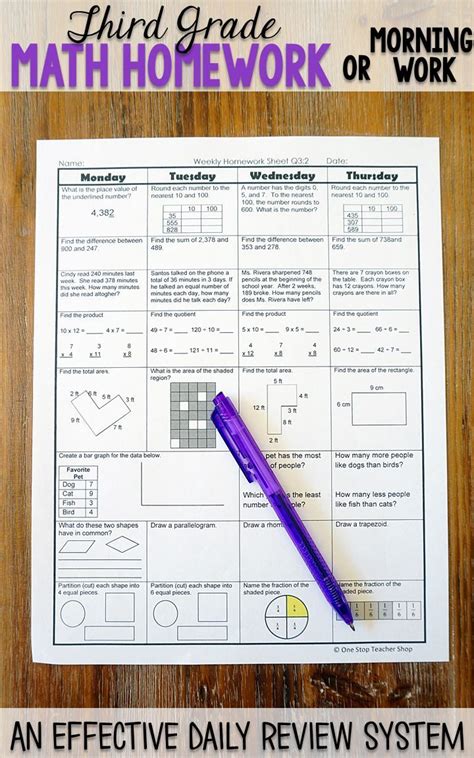 Carloni, 4th grade how to use zearn mission 1, lesson 3. Third Grade Math Homework ENTIRE YEAR } EDITABLE | 3rd ...