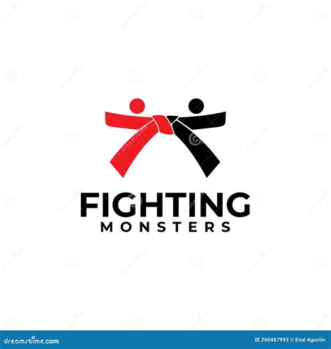 Martial Art Fighter Club Logo Design Stock Vector Illustration Of