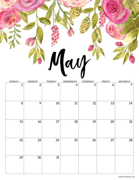 Free Printable 2022 Floral Calendar Paper Trail Design