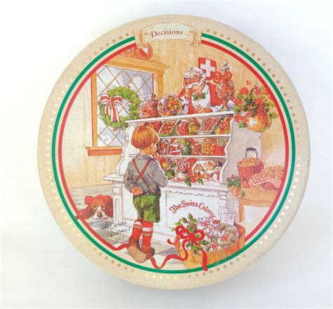 vintage swiss colony christmas candy tin box decisions etsy