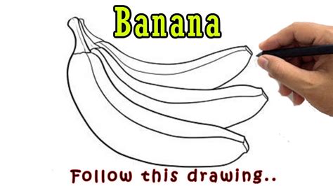 Banana Drawing Easy Tutorial How To Draw A Bunch Of Bananas Step By