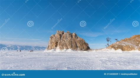 Sacred Shamanka Mountain On Olkhon Island In Winter View From The