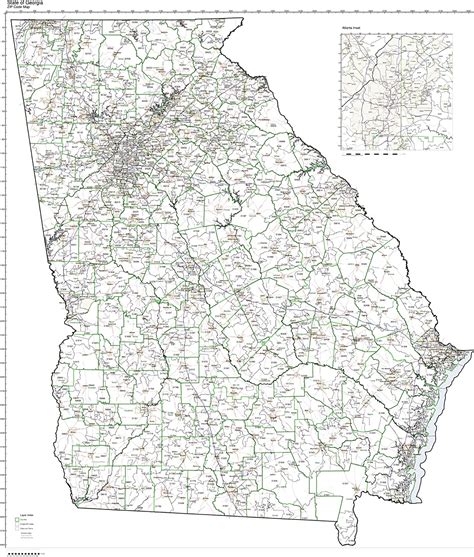 Working Maps Zip Code Map State Of Georgia Laminated Home