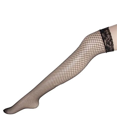 Sexy Fishnet Stockings Women Black Mesh Hollow Transparent Lace Thigh