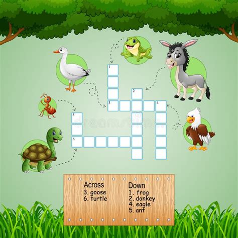 Crucigramas Animales Para Los Juegos De Los Niños Ilustración Del