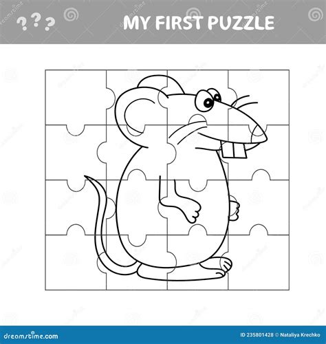 Education Paper Game for Children, Mouse, Rat. My First Puzzle Stock