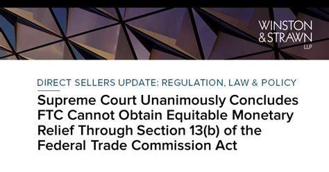 Supreme Court Unanimously Concludes Ftc Cannot Obtain Equitable