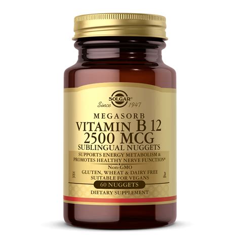 Solgar Vitamin B12 2500 Mcg Nuggets 60 Tab M And M Vitamins Llc