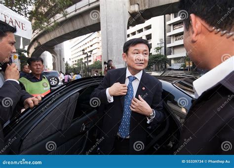 Thaksin Shinawatra Gets Off A Car Editorial Stock Image Image Of