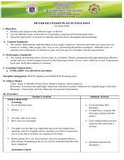 DETAILED LESSON PLAN IN ENGLISH 9 1st Quarter SY 2019 2020 Docx