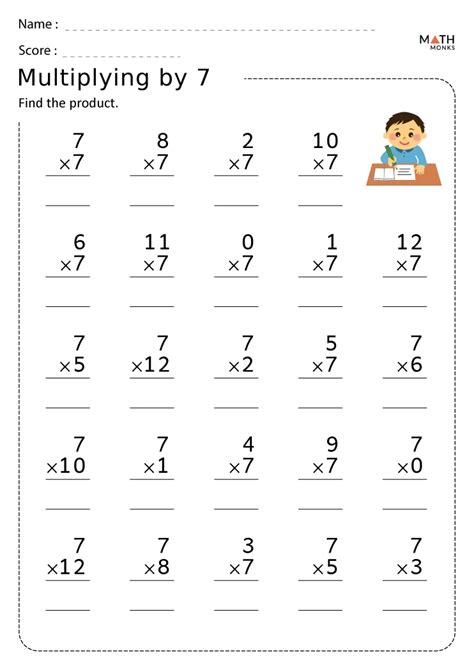 Multiplication By 7 Worksheets Math Monks