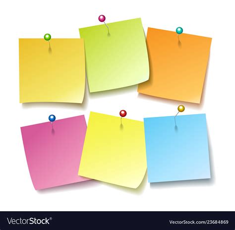 Sticky Notes With Pins Royalty Free Vector Image